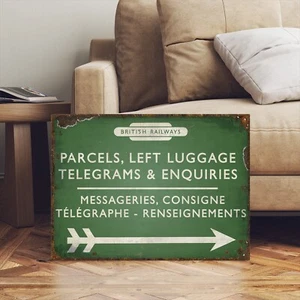 Vintage Style English Railway Left Luggage Station Sign - Picture 1 of 3