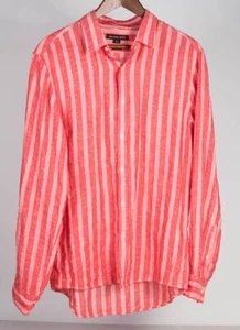 MICHAEL KORS Hemd rosa rot 100% Leinen gestreift M Medium Slim Fit - Bild 1 von 7