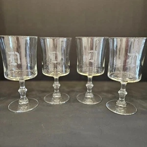 (4) Vintage Klarglaskelche mit "D" Monogramm (#166) - Bild 1 von 5