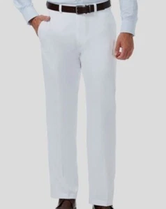 Haggar Men's White Cool 18® Pro Solid Flat Front Pant Size 36W 30L - Picture 1 of 1