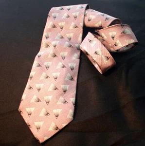 Corbata de seda rosa triángulos tejido Chevron vintage VERSACE - Imagen 1 de 3