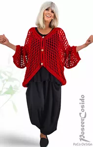 Überwurf Strick Jacke Überwurf LAGENLOOK rot 44 46 48 50 52 54 L XL XXL XXXL - Bild 1 von 23
