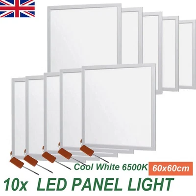 10 x LED PANEL LIGHT 600X600MM 48W WITH 3 YEAR WARRANTY COOL WHITE 6500K - Image 1 of 4