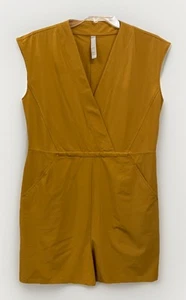 Athleta Marlow Drawstring V-Neck Short Sleeve Romper- Tuscan Gold Size XS - Picture 1 of 11