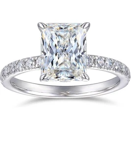 14 Karat massives Gold 3 kt Moissanit-Verlobungsring im Radiant Cut - Bild 1 von 6