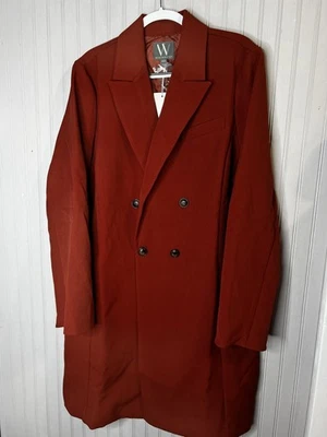 Worthington Coat Womens 2XL Burgundy Double Breasted Notch Lapel Long Lined - Image 1 of 4