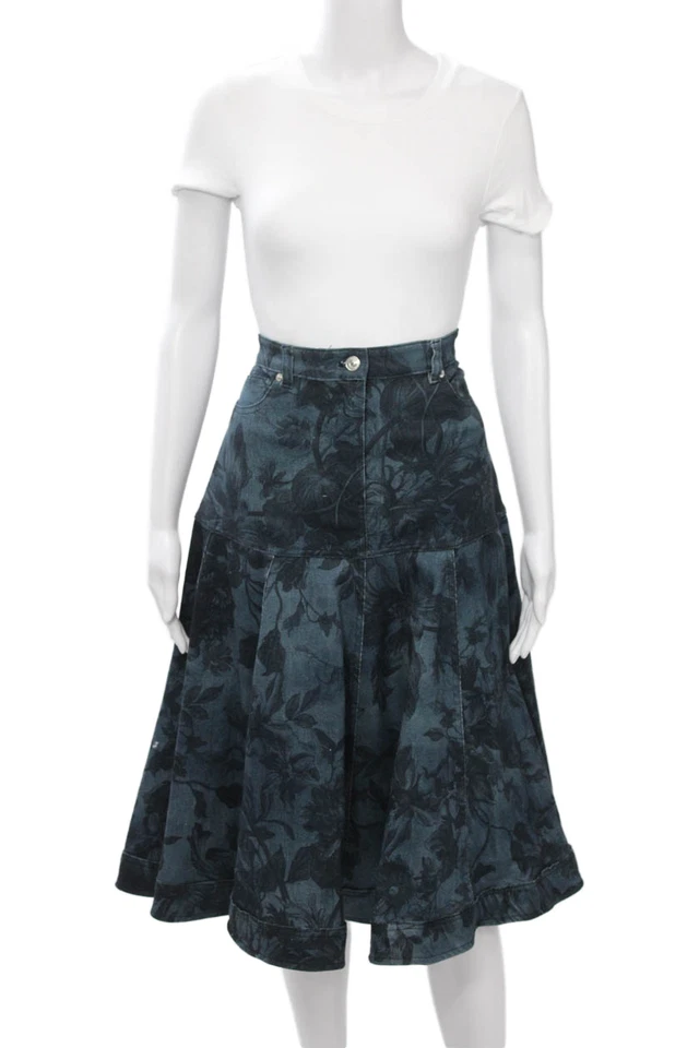 Falda acampanada Erdem para mujer azul oscuro floral línea A talla 6 Foto 1 de 4