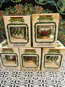 5 VTG Teenage Mutant Ninja Turtles TMNT Satin Christmas Ornament 1990 Mirage - Picture 1 of 5