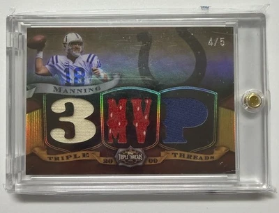 2009 Peyton Manning Triple Threads 3 Color Game Worn Patch 4/5 - Image 1 of 2