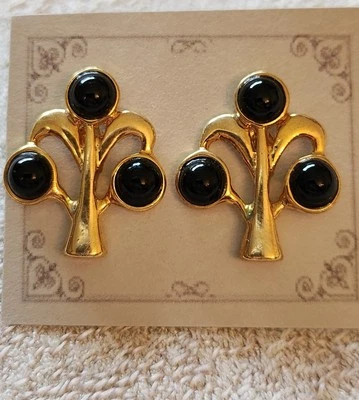 Gold Tone Tree Style Geometric Stud Earrings - Изображение 1 из 3