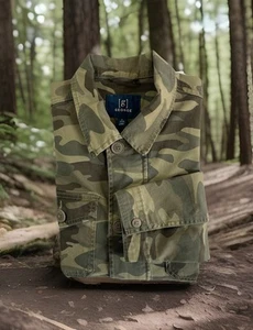 George Camo Camouflage Zip & Button-Front Jacket Mens Size XL (46-48) Green - Picture 1 of 10