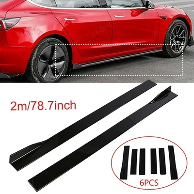 78.7'' Side Skirts Extension Rocker Panel Splitter Lip Black For Tesla Model X S - Изображение 1 из 4