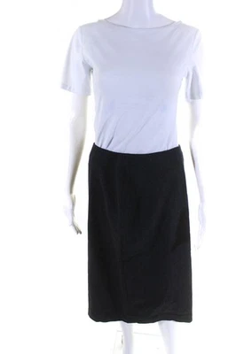 Falda recta gris Emanuel Emanuel Ungaro para mujer con dobladillo dividido de lana sin forro talla 6 Foto 1 de 4