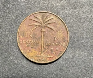Dominican republic 1 Un centavo 1961 World Foreign Gramo Coin Palm Tree - Picture 1 of 2