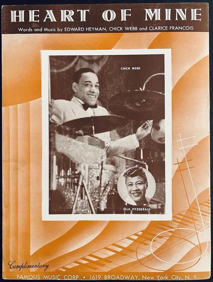 Partituras raras BLACK JAZZ HEART OF MINE ~ CHICK WEBB con ELLA FITZGERALD ~ 1938 Foto 1 de 1