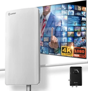 Outdoor TV Antenna Long Range - ANTOP AT-800SBS HD Smart Panel White - Picture 1 of 7