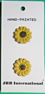 (2) VINTAGE JHB 3/4" GIRASOL ESMALTE ALUMINIO CAÑA NOVEDAD BOTONES NOS TARJETA-J4 Foto 1 de 3