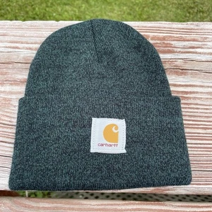 Carhartt Men’s Knit Cuffed Beanie Hat Dark Green A18 303 One Size - Picture 1 of 6