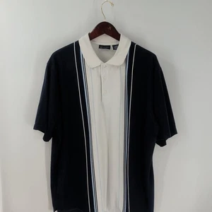 Vintage Puritan Striped Golf Performance Polo Shirt White Navy Blue Size 2XL - Picture 1 of 9