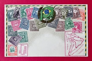 Briefmarken Prägedruck AK Brasilien 1912 verschiedene Briefmarken     ( 167001 - Bild 1 von 2