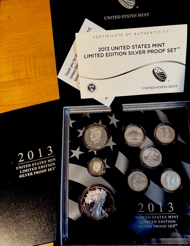 2-2013 S LIMITED EDITION SILVER PROOF 8 COIN SET, SAN FRANCISCO W/COA -FREE SHIP - Image 1 of 1