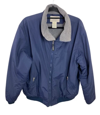 Vintage L. L. Bean Warm Up Jacket Men's Navy Gray Fleece Lined Full Zip Outdoors - Image 1 of 3