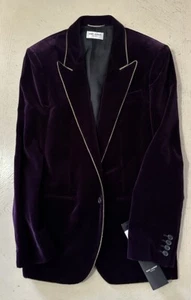 Saint Laurent Men Velvet Jacket Blazer DK Purple 42R US/52R US New $2990 - Picture 1 of 12