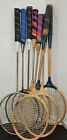 Lot  8 Vintage Wood Badminton Racquets Rackets Blue Ribbon And All Steel All Pro