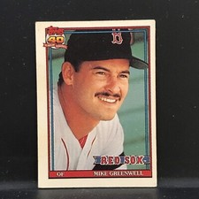 1991 Topps Cracker Jack Baseball 2nd Series Mike Greenwell #34 Red Sox