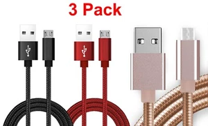 3-Pack 3ft Micro USB Fabric Fast Charging Cable Cord For Phone Android Tablet - Picture 1 of 17