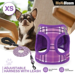 Dog Harness & Leash Set Adjustable Control Soft Mesh Reflective Jacket w/D-rings - Picture 1 of 11