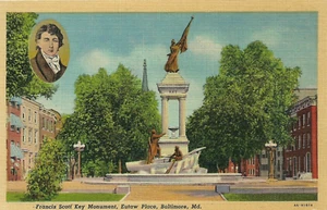 Francis "Scott Key Monument" Autor von Star Spangled Banner patriotische Postkarte - Bild 1 von 2