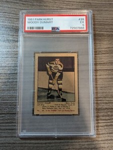 1951 Parkhurst Parkies Woody Dumant #28 Vintage Boston Bruins Graded PSA 5 EX