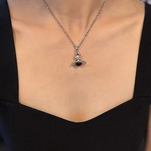 Vivienne Westwood Black Crystal 3D Planet Orb Pendant Necklace with box053 - Picture 1 of 9