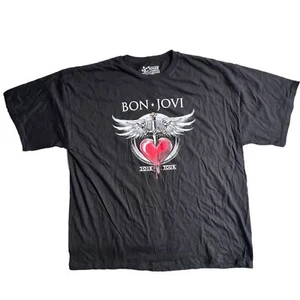 Bon Jovi 2018 Tour Band Concert Black and Red Tee Size 2XL Hearts Wings Sword - Picture 1 of 6