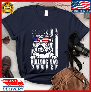 Mens Dad Gift, English Bulldog Shirt, Bull Dog Dad American Flag, 4th Of July.