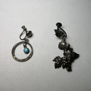 Vintage Sterling Silber Ohrhänger - Mond & Weinblätter (9 Gramm) - Bild 1 von 6