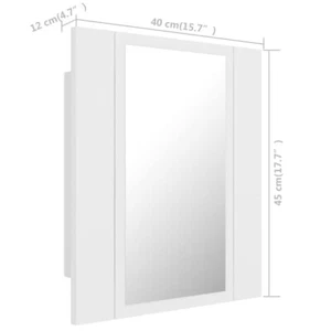 Bathroom Mirror Cabinet High Gloss White 40x12x45 cm Acrylic VidaXL LED - Picture 1 of 4