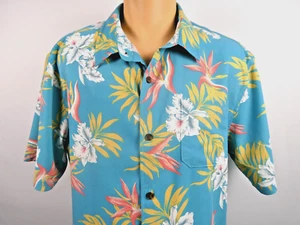 Jack O'Neill Men's XL Shirt Short Sleeve Aloha Print Poly Blend Turquoise Floral - Picture 1 of 8