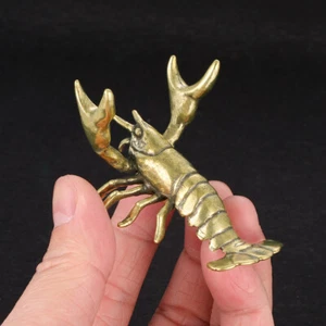 Solid brass crayfish ornament copper lobster pen holder study desktop decoration - Picture 1 of 8
