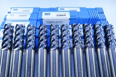 LOTE (10 PIEZAS) KYOCERA SGS 32664 V-CARBURO SÓLIDO 1/2" 5 JUEGO DE FRESAS DE EXTREMO DE FLAUTA Foto 1 de 4