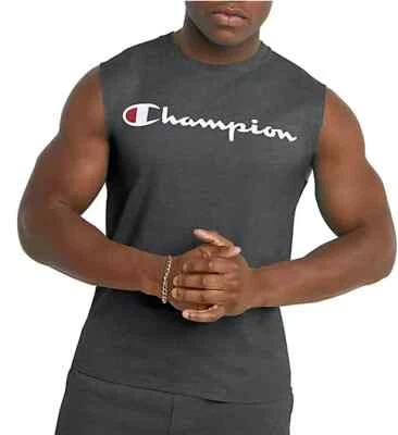 Champion Classic Script Logo Tank Top Muscle Shirt Dark Grey Men's Size S GT22H - Image 1 of 4
