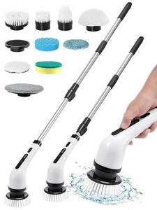 9 IN 1 Electric Spin Scrubber Cordless Cleaning Brush Bathroom Rotating Scrubber - Picture 1 of 8