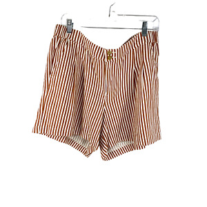 Liz Claiborne Linen Blend Sierra Brown Striped Shorts Size 14 NEW
