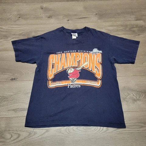 Vintage San Diego Padres Shirt Mens Small Blue 1998 Western Division Champions Cover