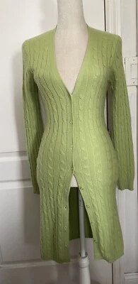 SUTTON STUDIO Women's Cashmere Long Cardigan Sz S Button Front Green - Image 1 of 4