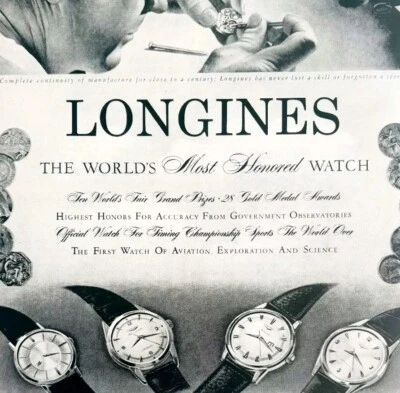 Longines Watch Planet 1958 automático oro publicidad revista Life HM2X Foto 1 de 2