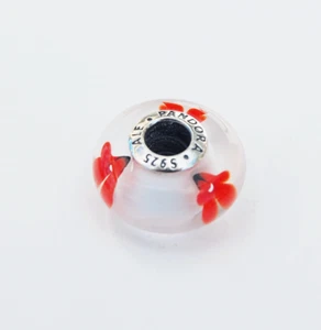 Auténtico Pandora Rojo y Blanco Flor Silvestre Cristal de Murano Dije 791636 - Imagen 1 de 3
