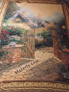 Thomas Kinkade " Sisterly Love" Tapestry Throw Blanket @ 66 X 46 In. - Picture 1 of 4