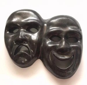Cerámica Comedia Tragedia Drama Teatro Pared Máscara Gris Decoración Arte 7.5" A138 - Imagen 1 de 7